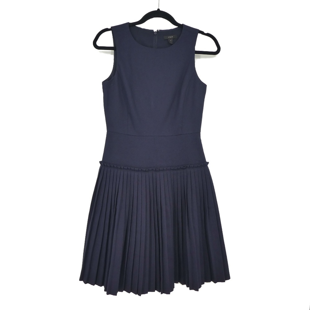 J. Crew Navy Sleeveless Pleated Dress
